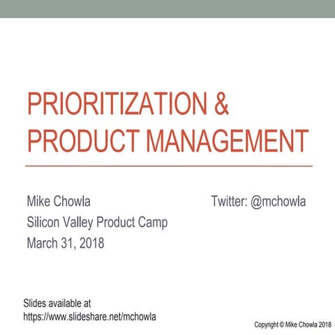Prioritization for Product Managers