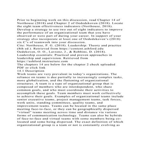 Prior to beginning work on this discussion, read Chapter 14 of Nor.docx