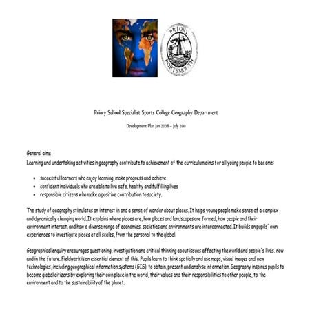 Priory geography development plan 2008