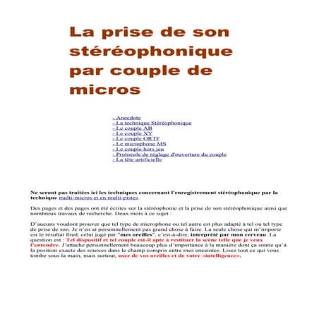 Prise de son stéréo