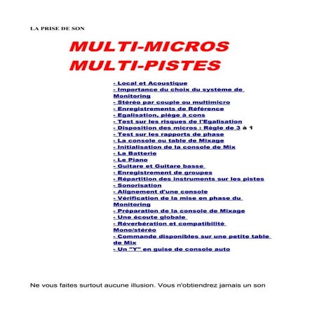 Prise son multipiste