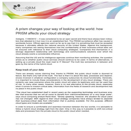 A prism changes your way of looking at the world: how PRISM affects your cloud strategy