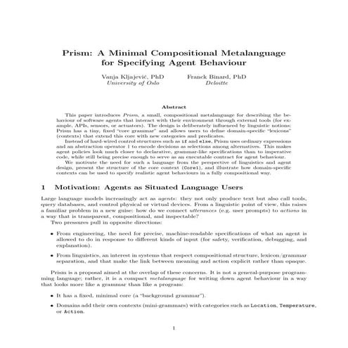 A Minimal Compositional Metalanguage for Specifying Agent Behaviour