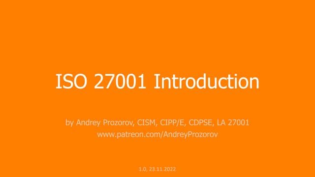 ISO 27001:2022 Introduction