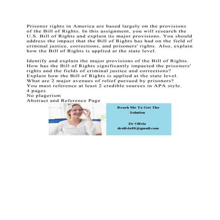Prisoner rights in America are based largely on the provisions of th.docx