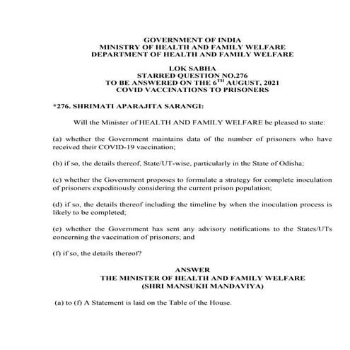 Prison vaccination answer