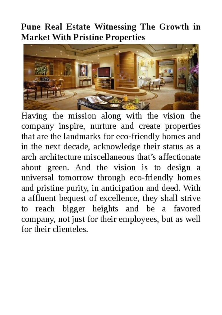 Pune Real Estate Witnessing The Growth in Market With Pristine Proper…