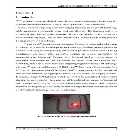 Wireless Charging of Electric Vehicles seminar report