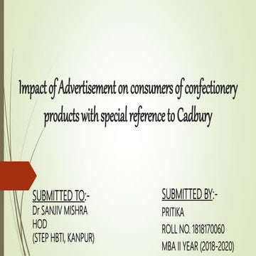 Impact of Advertisement on consumers of confectionery products with special r...