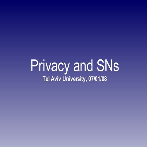 Privacy and Social Networks