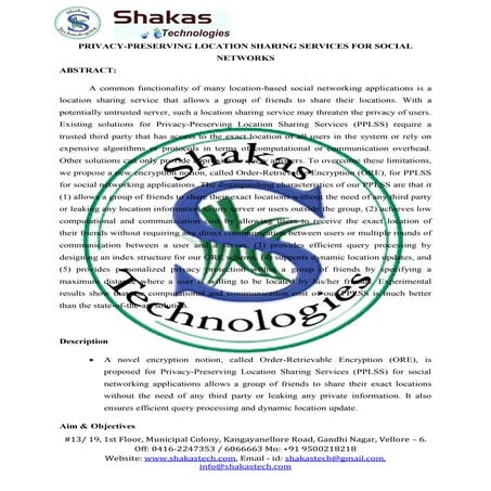 Privacy preserving location sharing services for social networks(1) | DOCX
