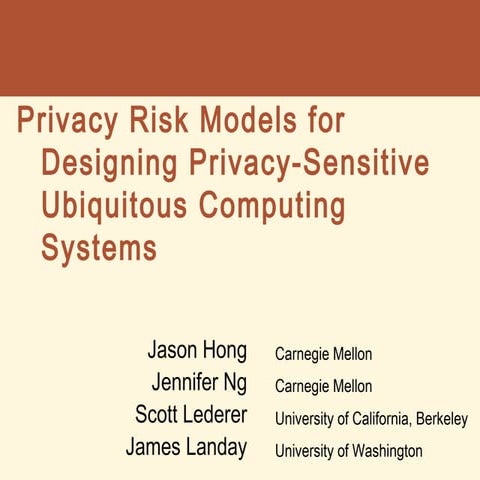 Privacy and Ubiquitous Computing | PPT