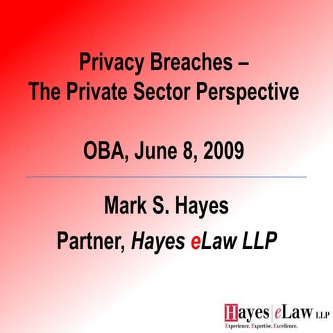 Privacy Breaches  - The Private Sector Perspective