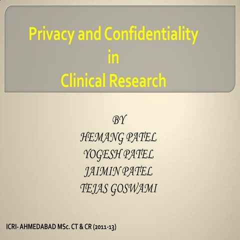 Privacy & confedentiality