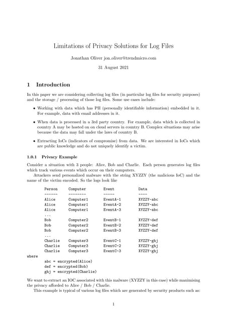 Privacy log files