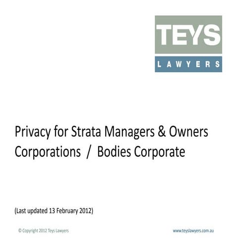 The Truth About Strata Are Owners Really Complying With the Law | PPTX
