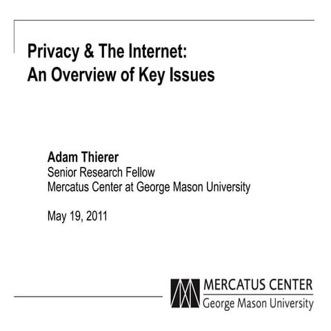 Privacy & the Internet: An Overview of Key Issues