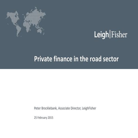 Private finance in the roads sector