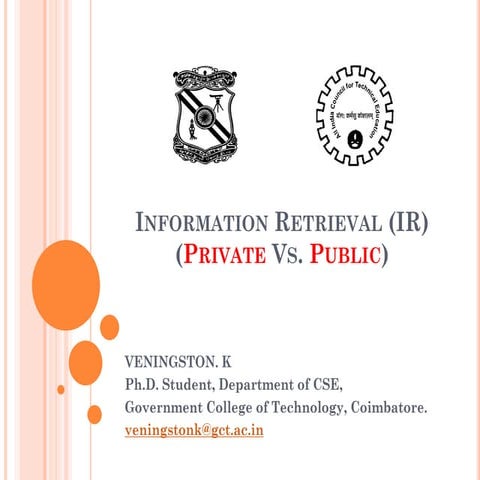 Information Retrieval AICTE FDP at GCT Coimbatore