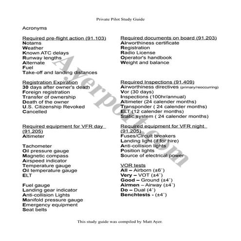 Private pilot study guide