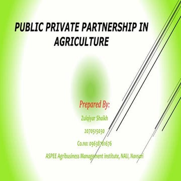 Private public partnership in agriculture | PPTX