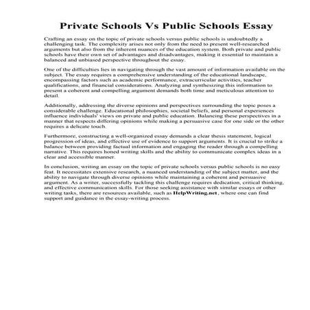 Private Schools Vs Public Schools Essay. Public schools vs private schools co...