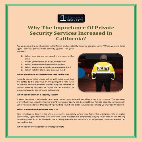 Private Security Companies in California