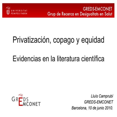 Privatización, copago y equidad l camprubi 10jun10
