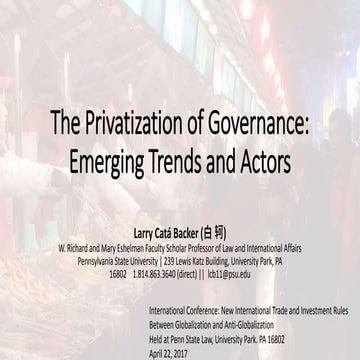 The Privatization of Governance: Emerging Trends and Actors