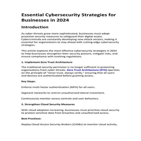 Zero Trust, AI Security & More – 2024 Cybersecurity Strategies