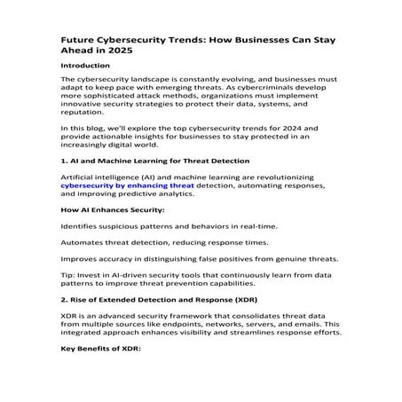 Future Cybersecurity Trends: How Businesses Can Stay Ahead in 2025 | PDF
