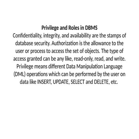 Privilege and Roles in DBMS.pptx for mba