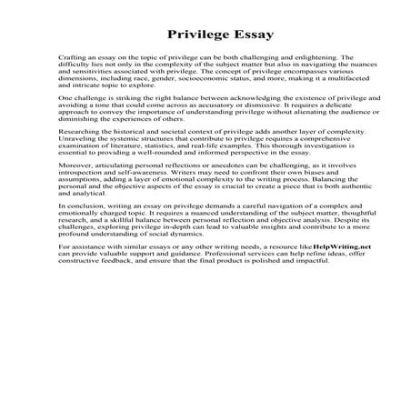 Privilege Essay. University of Missouri-Kansas City