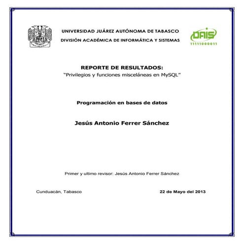 Privilegios y funciones en MySQL