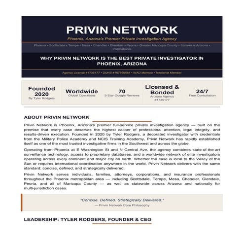 Privin Network: Phoenix's Premier Private Investigation Agency with ...