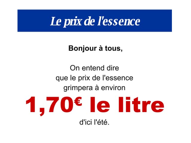 Prix Essence
