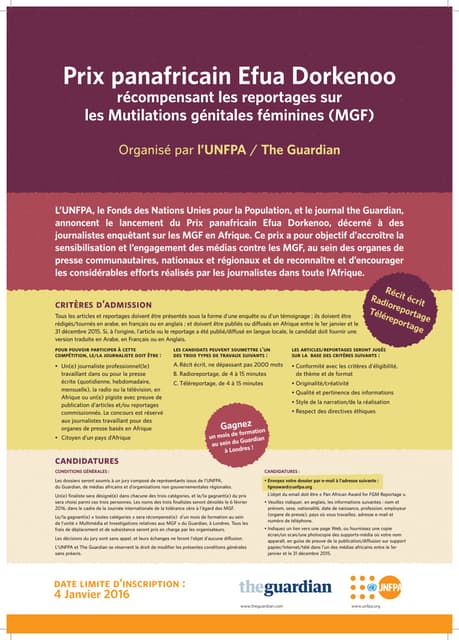 Prix panafricain Efua Dorkenoo récompensant les reportages sur les mutilations génitales féminines (MGF)