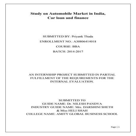 Study On Automobile Market of India 