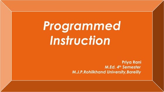 Types of programmed instruction - Dr Umashree D K | PPT