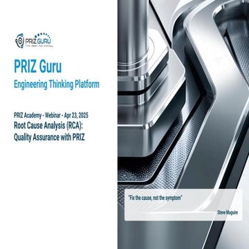 PRIZ Academy - Root Cause Analysis (RCA)  Quality Assurance with PRIZ 
