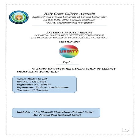 Research Study on Consumer Perception Towards Liberty Shoes (Footwear) in Aga...