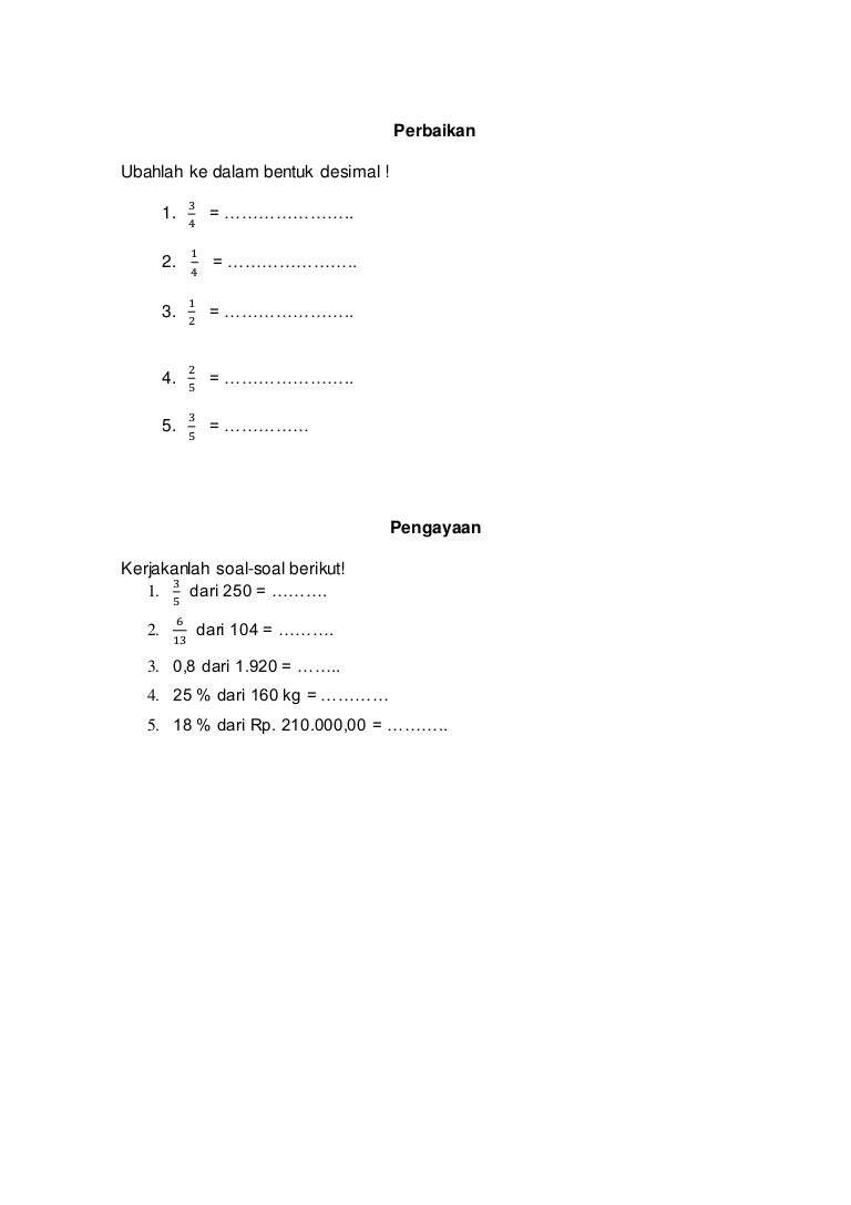 Pr Matematika Pecahan