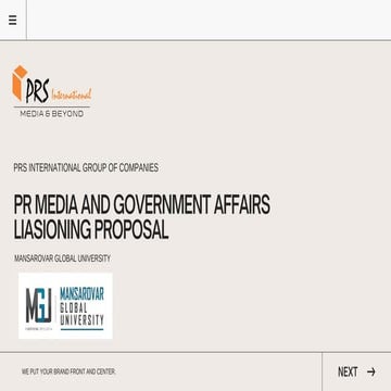 PR Media and Government Affairs liasioning Proposal