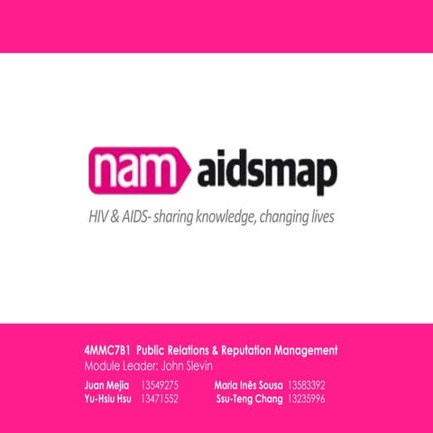 Public Relations plan for aidsmap