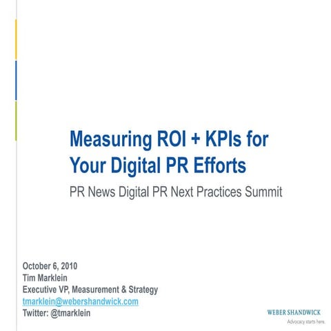PR News Digital Summit: Measuring ROI + KPIs for Digital PR