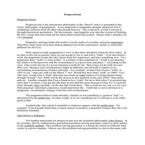 Progressivism Reflection | PDF