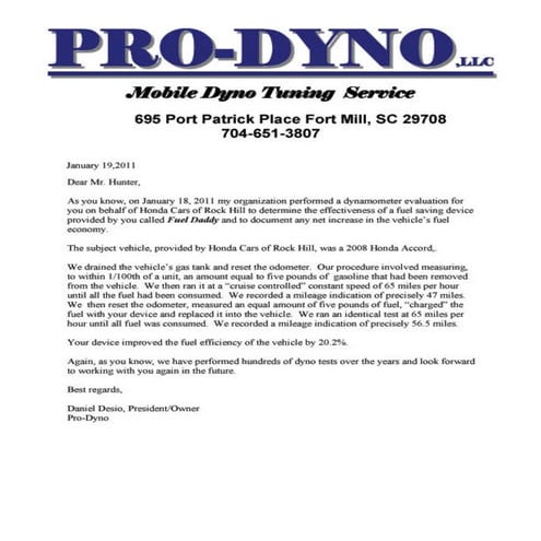 Pro dyno letter - fd - 2008 honda accord