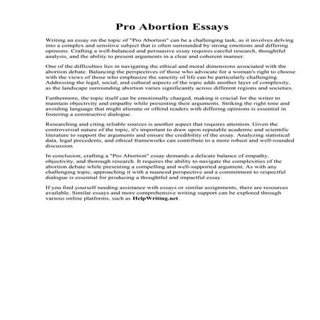 Pro Abortion Essays. Missouri latest state to move to restrict abortion laws