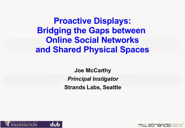 Proactive Displays, UW DUB group, 16 July 2008