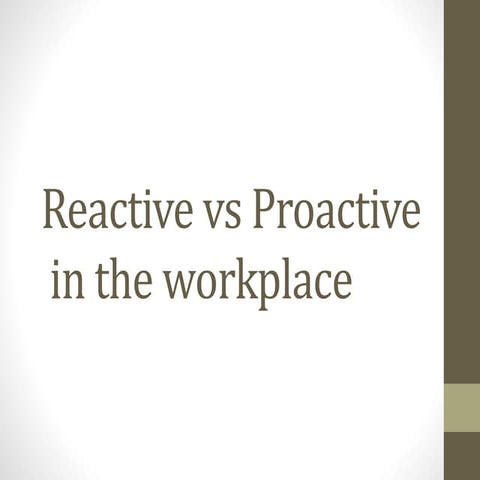 Proactive vs reactive